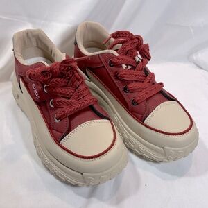 NWOT Burgundy & Tan Platform Sneaker